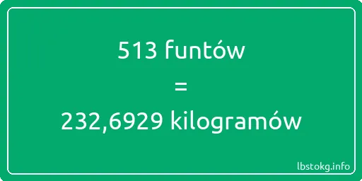 513 funtów do kilogramów - 513 funtów do kilogramów