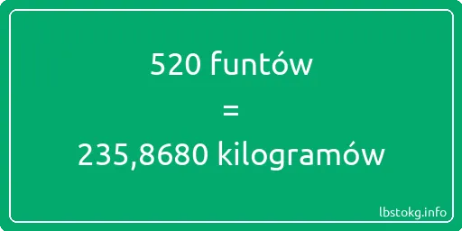 520 funtów do kilogramów - 520 funtów do kilogramów