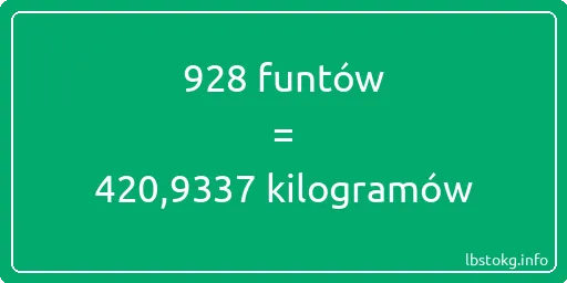 928 funtów do kilogramów - 928 funtów do kilogramów