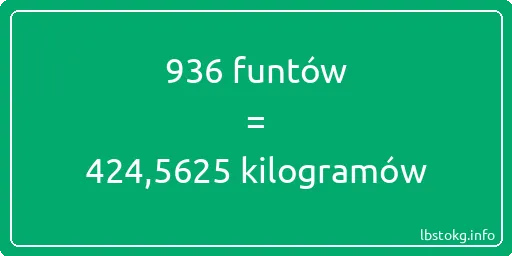 936 funtów do kilogramów - 936 funtów do kilogramów