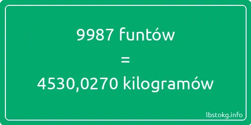 9987 funtów do kilogramów - 9987 funtów do kilogramów