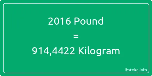 2016 Pound için Kilogram - 2016 Pound için Kilogram